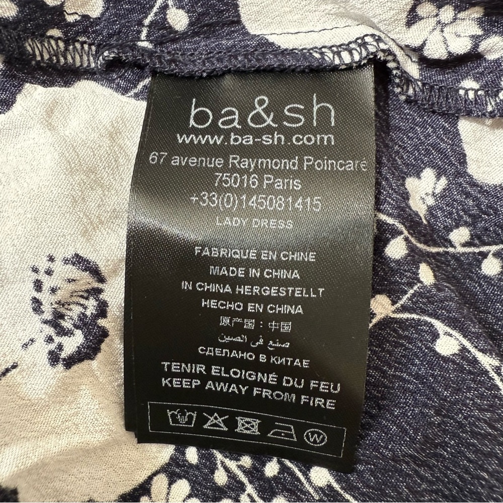 ba&sh Gaby Marine Floral Wrap Midi Dress Size 2 (US 8) - Picture 6 of 7